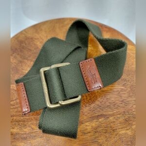 Polo By Ralph Lauren Green Cotton Brass Double D Ring Belt